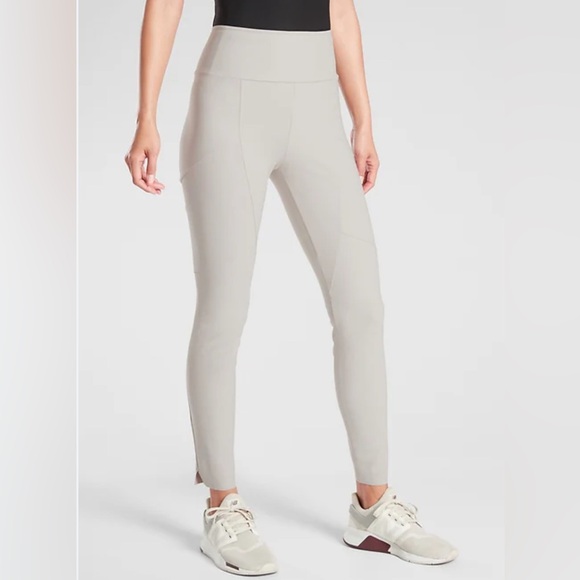 Athleta Pants - Athleta Stellar City Tight Leggings Women’s 10 Tall Beige Neutral Raw Hem